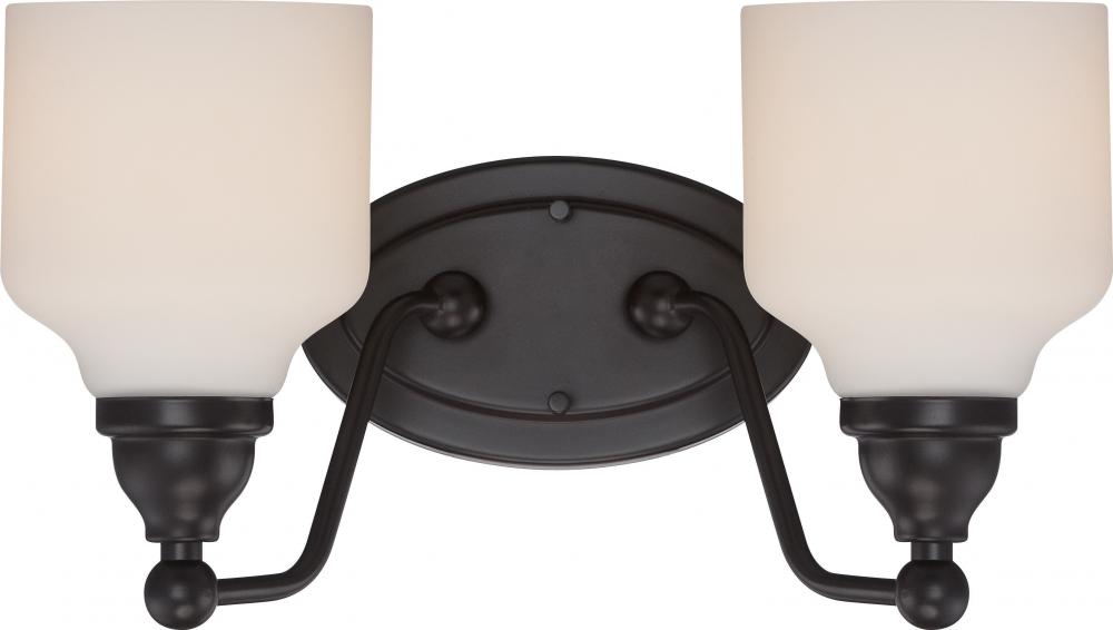 Kirk - 2 Light Vanity Fixture with Satin White Glass - LED Omni Included
