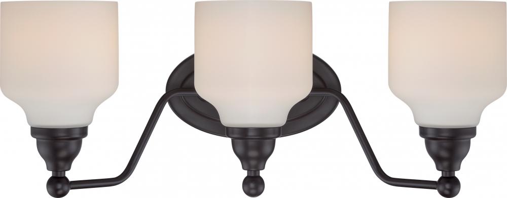 Kirk - 3 Light Vanity Fixture with Satin White Glass - LED Omni Included