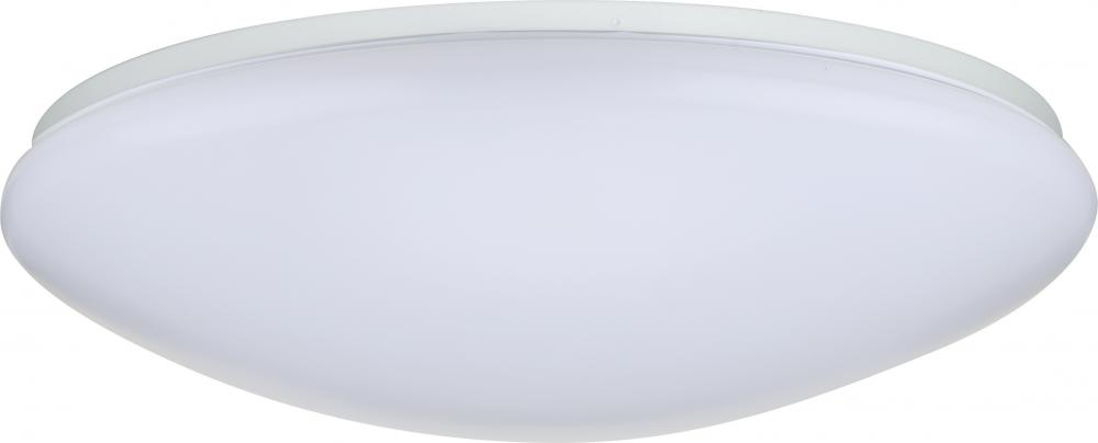 19"- LED Flush with White Acrylic Lens - White Finish - with Occupancy Sensor - 120V