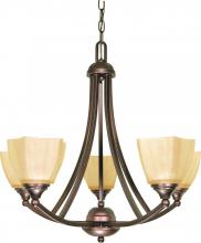 Nuvo 60/055 - 5-Light 25" Copper Bronze Chandelier with Champagne Washed Linen Glass