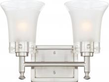 Nuvo 60/4522 - 2-Light Vanity Fixture in Brushed Nickel Finish with Clear Outer & Frosted Inner Glass