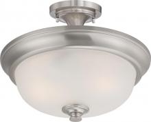 Nuvo 60/5600 - Elizabeth - 2 Light Semi Flush with Frosted Glass - Brushed Nickel Finish