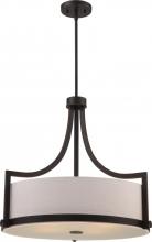 Nuvo 60/5886 - Meadow - 4 Light Pendant with White Fabric Shade - Russet Bronze Finish