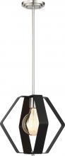 Nuvo 60/6392 - Zen - 1 Light 14" Pendant - Matte Black with Brushed Nickel Accents