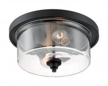 Nuvo 60/7290 - Bransel - 2 Light Flush Mount with Seeded Glass - Matte Black Finish