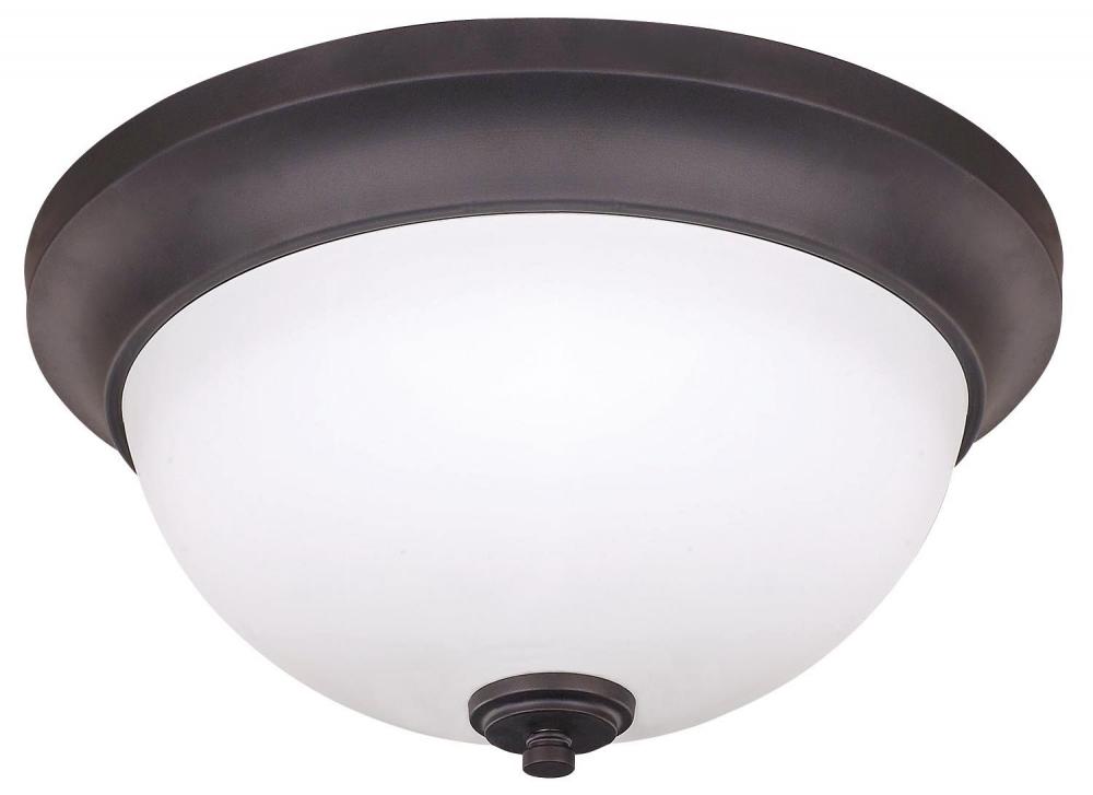 New Yorker, IFM256A13 ORB, 2 Light Flush Mount, Flat Opal Glass, 60W Type A, 13 IN W x 6 IN H