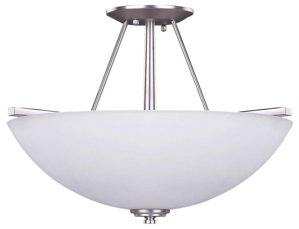 New Yorker, ISF256A03 BPT, 3 Lt Semi-Flush Mount, Flat Opal Glass, 100 W Type A, 15 IN W x 12 IN H