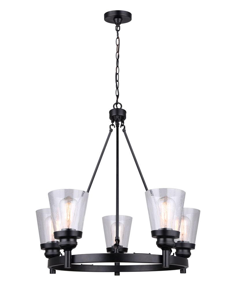 DECLAN, ICH1097A05BK, MBK Color, 5 Lt Chain Chandelier, Seeded Glass, 60W Type A