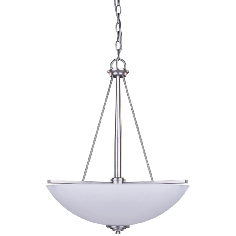 New Yorker, 3 Lt Bowl Chandelier, Flat Opal Glass, 100W Type A, 21" W x 18" H