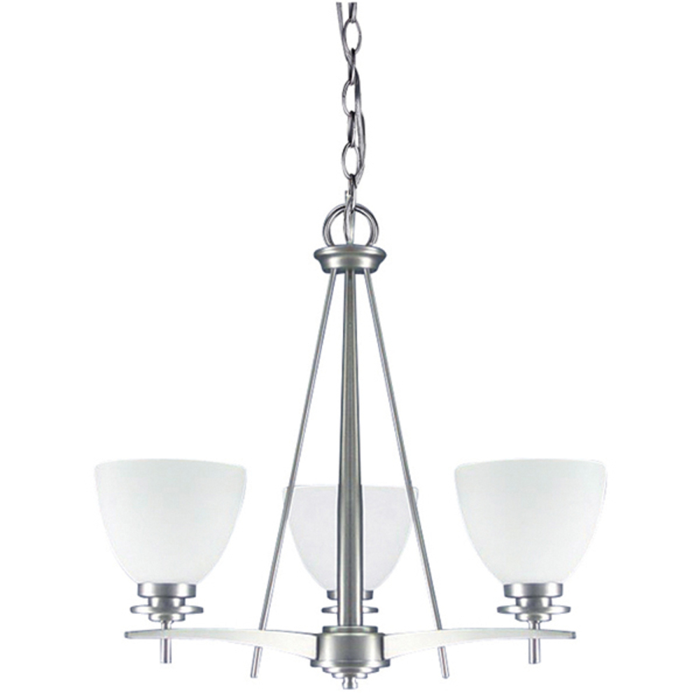 New Yorker, 3 Light Chandelier, Flat Opal Glass, 100W Type A, 18" W x 21" H