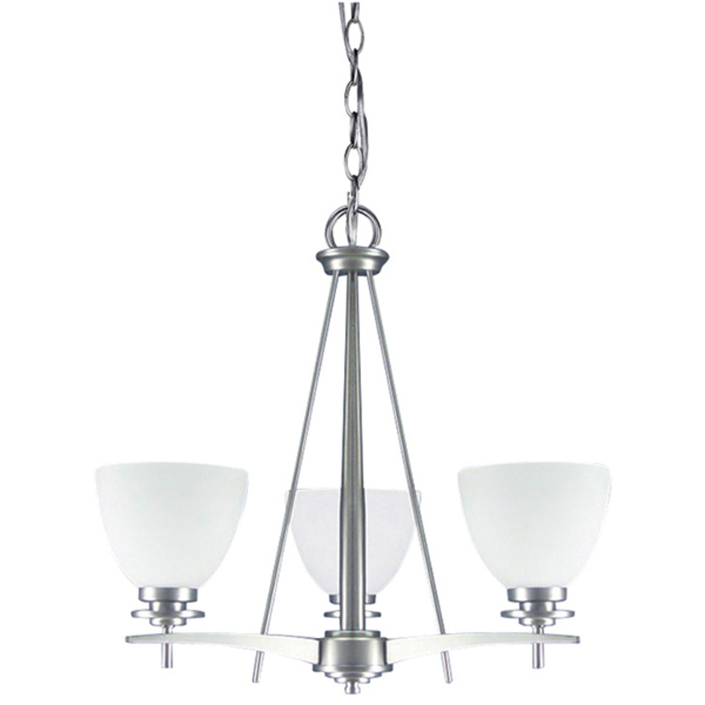 New Yorker, 3 Light Chandelier, Flat Opal Glass, 100W Type A, 18" W x 21" H