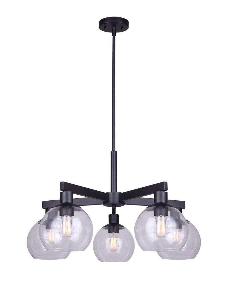 LANDRY, MBK Color, 5 Lt Rod Chandelier, Clear Glass, 60W Type A