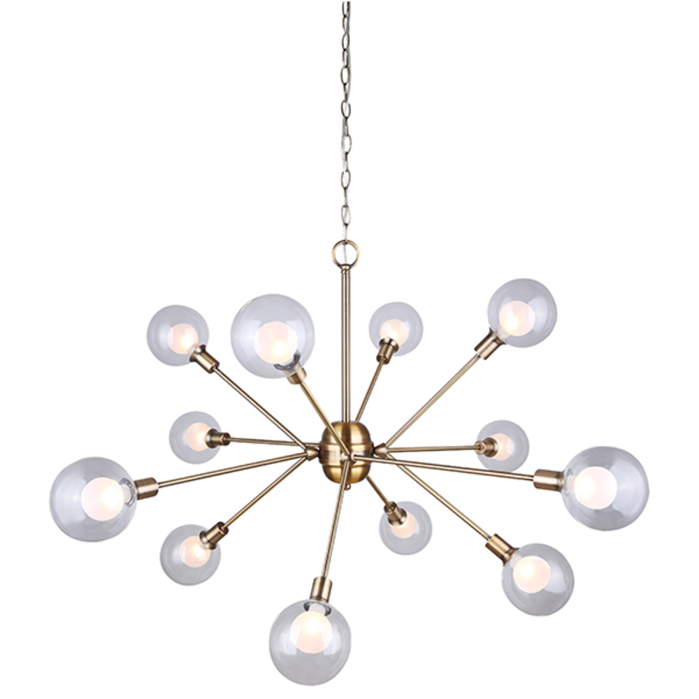 ESTELLA, 12 Lt Chain Chandelier, Double Glass, 40W Type G9, 43 3/4" W x 25 1/2" H