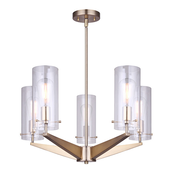 JONI, GD Color, 5 Lt Rod Chandelier, Clear Glass, 100W Type A