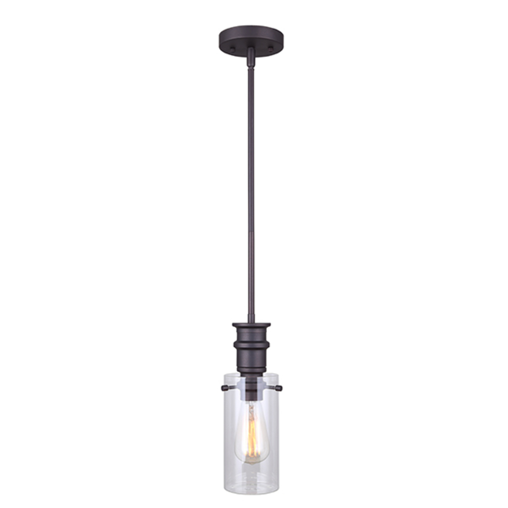 ALBANY, 1 Lt Rod Pendant, Clear Glass, 60W Type A, 4 3/4" W x 15" - 63" H