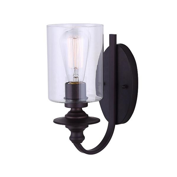 York, 1 Lt Wall Fixture, Clear Glass, 100W Type A, Easy Connect Included