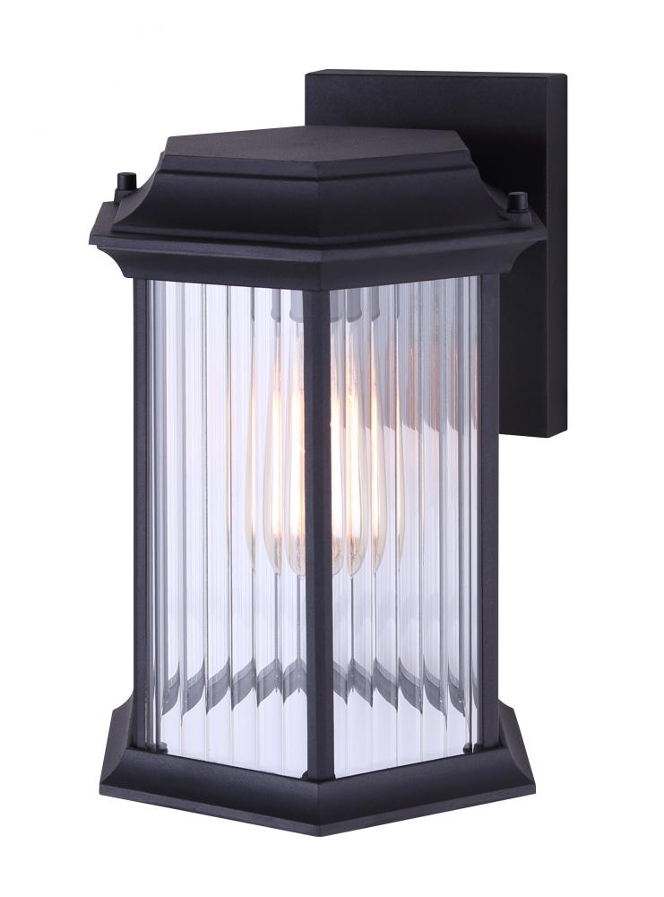KITLEY, IOL348BK, 1 Lt Outdoor Down Light, Clear Ribbed Glass, 100W Type A