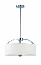 Canarm ICH425A03CH16 - Milano, ICH425A03CH16, 3 Lt Rod Chandelier, White Fabric Shade, Frosted Glass Diffuser