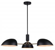 Canarm ICH1054A03BKG - HINTON, ICH1054A03BK, GD + MBK Color, 3 Lt Rod Chandelier, 60W Type A, 35.75" W x 12.5 - 60.5