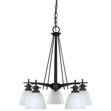 Canarm ICH256A05ORB - New Yorker, 5 Lt Chandelier, Flat Opal Glass, 100W Type A, 21" W x 21 1/2" H