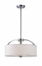 Canarm ICH425A03CH16 - Milano, 3 Lt Rod Chandelier, White Fabric Shade, Frosted Glass Diffuser, 100 W Type A