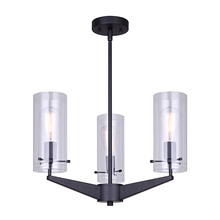 Canarm ICH759A03BK - JONI, MBK Color, 3 Lt Rod Chandelier, Clear Glass, 100W Type A