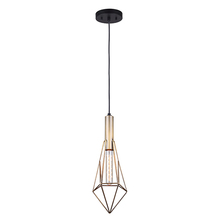 Canarm IPL676A01BKG - GREER, Gold + MBK Color, 1 Lt Cord Pendant, 60W Type A, 6" W x 19 1/2" - 67 1/2"