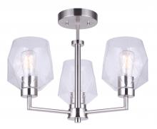 Canarm ISF1070A03BN - LENCI, ISF1070A03BN, 3 Lt Semi-Flush, Seeded Glass, 60W Type A, 18inch W x 14inch H
