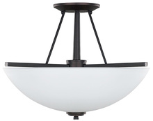 Canarm ISF256A03ORB - New Yorker, 3 Lt Semi-Flush Mount, Flat Opal Glass, 100 W Type A, 15" W x 12" H