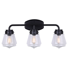 Canarm IVL682A03BK - LOCHLAN, MBK Color, 3 Lt Vanity, Clear Glass, 60W Type A, 25" W x 11 1/2" H x 7" D