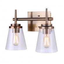 Canarm IVL703A02GD - PERLA, 2 Lt Vanity, Clear Glass, 100W Type A, 14 3/4" W x 9 1/2" H x 6 7/8" D