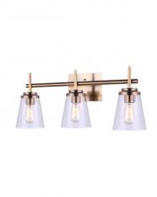 Canarm IVL703A03GD - PERLA, 3 Lt Vanity, Clear Glass, 100W Type A, 25 3/8" W x 9 1/2" H x 6 7/8" D