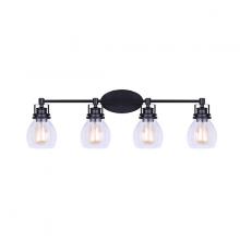 Canarm IVL705A04BK - CARSON, MBK Color, 4 Lt Vanity, Seeded Glass, 100W Type A, 33" W x 10 1/4" H x 7 1/4" D