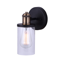 Canarm IVL745A01BKG - CECILIA, IVL745A01BKG, MBK + GD Color, 1 Lt Vanity, Clear Glass, 60W Type A