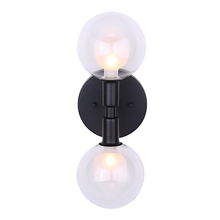 Canarm IWF346B02BK9 - HEALEY, MBK Color, 2 Lt Rod Wall Fixture, Double Glass, 60W Type G9, Easy Connect Included