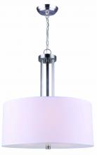 Canarm ICH578A03BN18 - River, ICH578A03BN18, 3 Lt Chain Chandelier, White Fabric Shade, Frosted Glass Diffuser