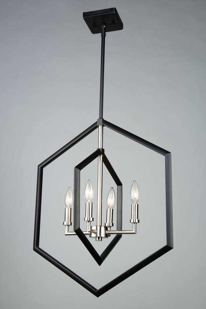 Preston 4 Light Chandelier (Semi Matte Black & Brushed Nickel)