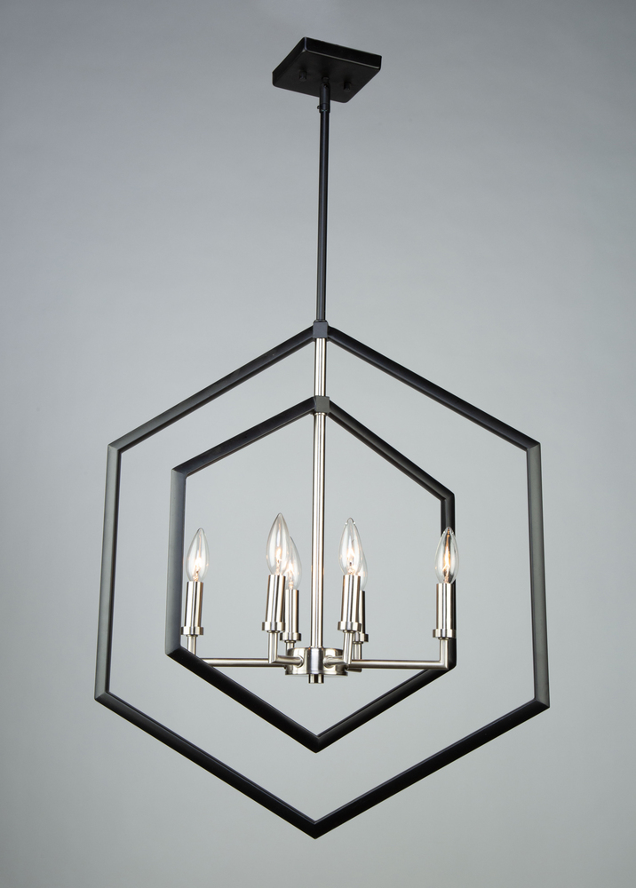 Preston 6 Light Chandelier (Semi Matte Black & Brushed Nickel)