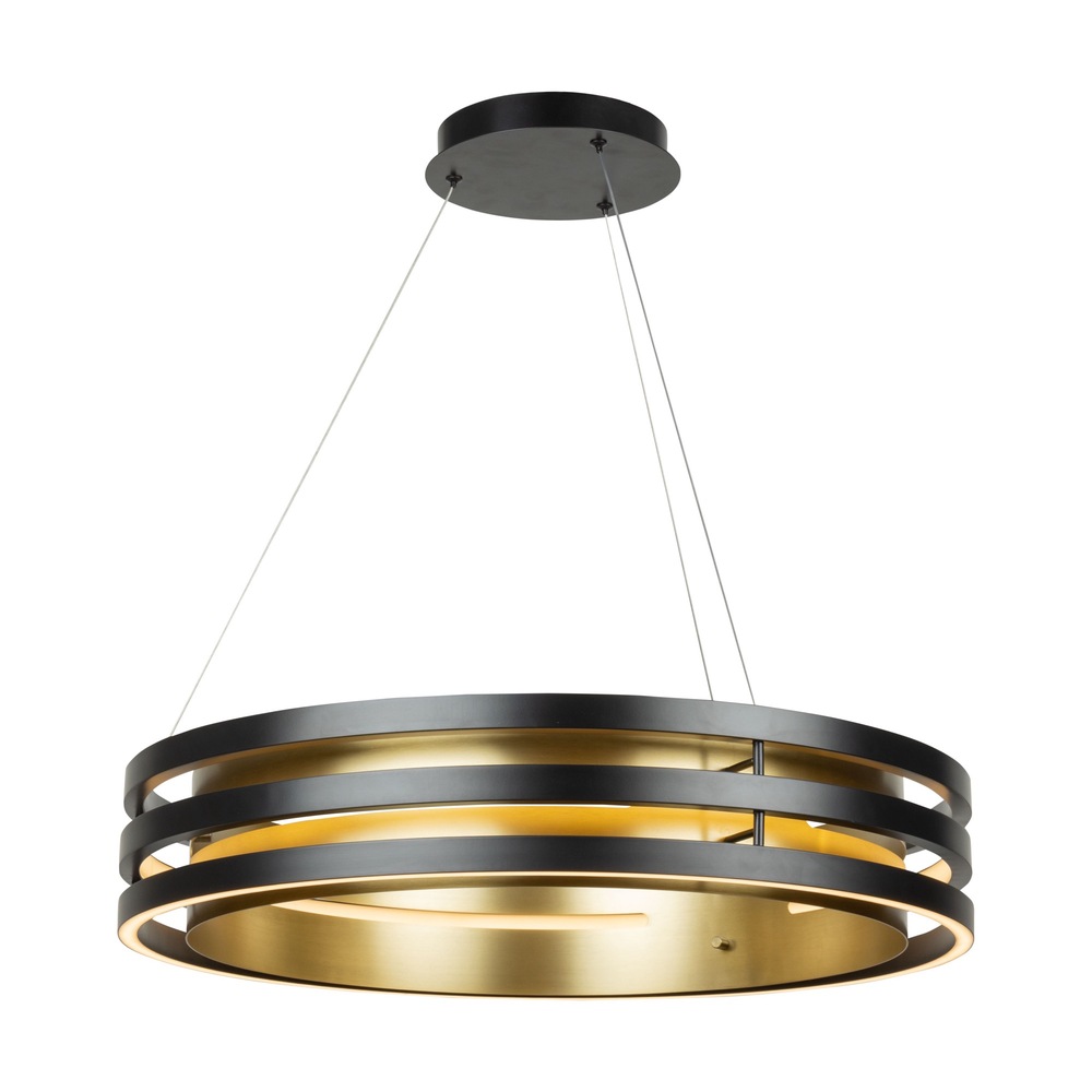 Toledo Collection 1-Light 25.5" Chandelier Black and Brushed Brass