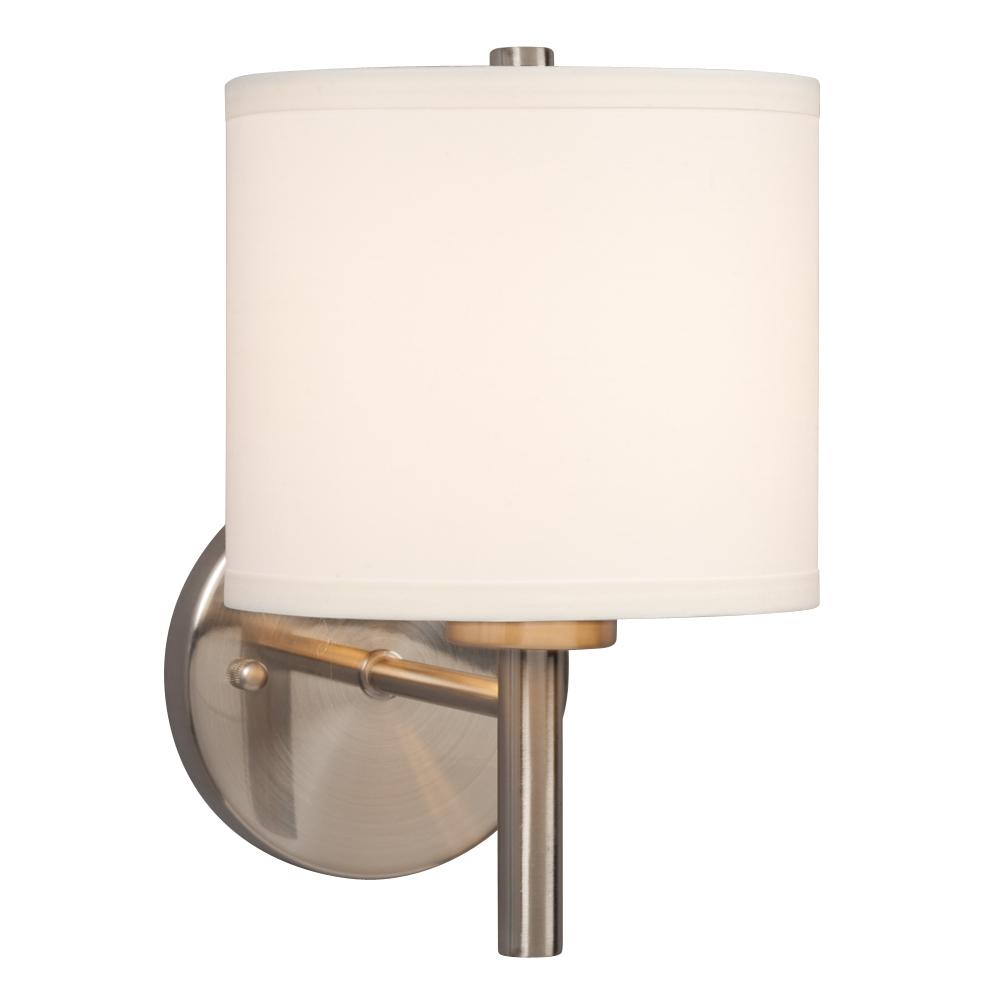 Wall Sconce - Brushed Nickel with Off-White Linen Shade