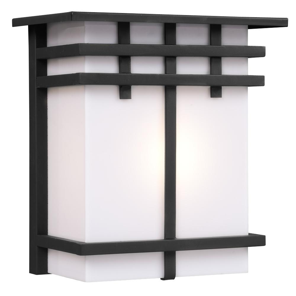 Outdoor Wall Fixture - Black with White Acrylic Lens