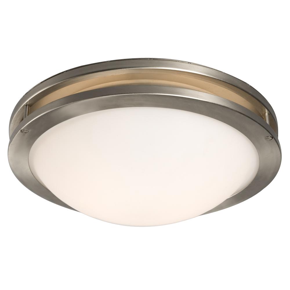 Flush Mount - Brushed Nickel with Frosted White Glass
