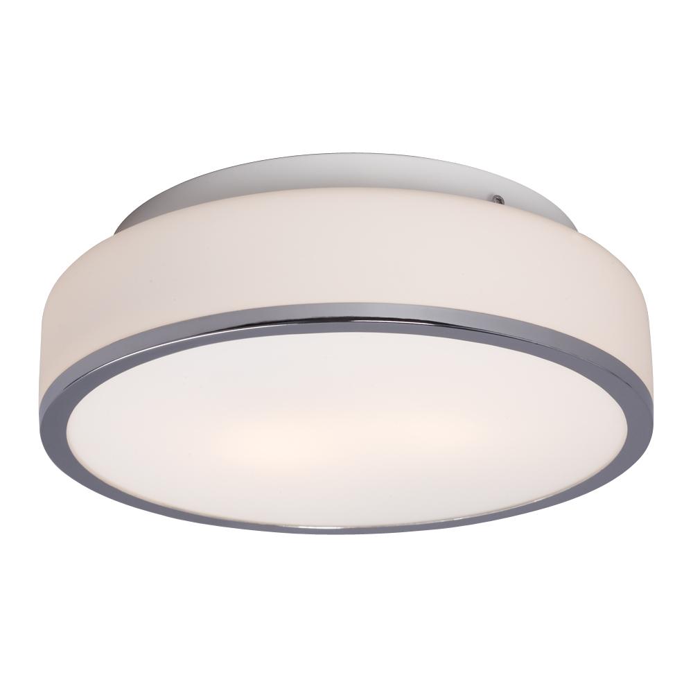 Flush Mount - Chrome with White Glass