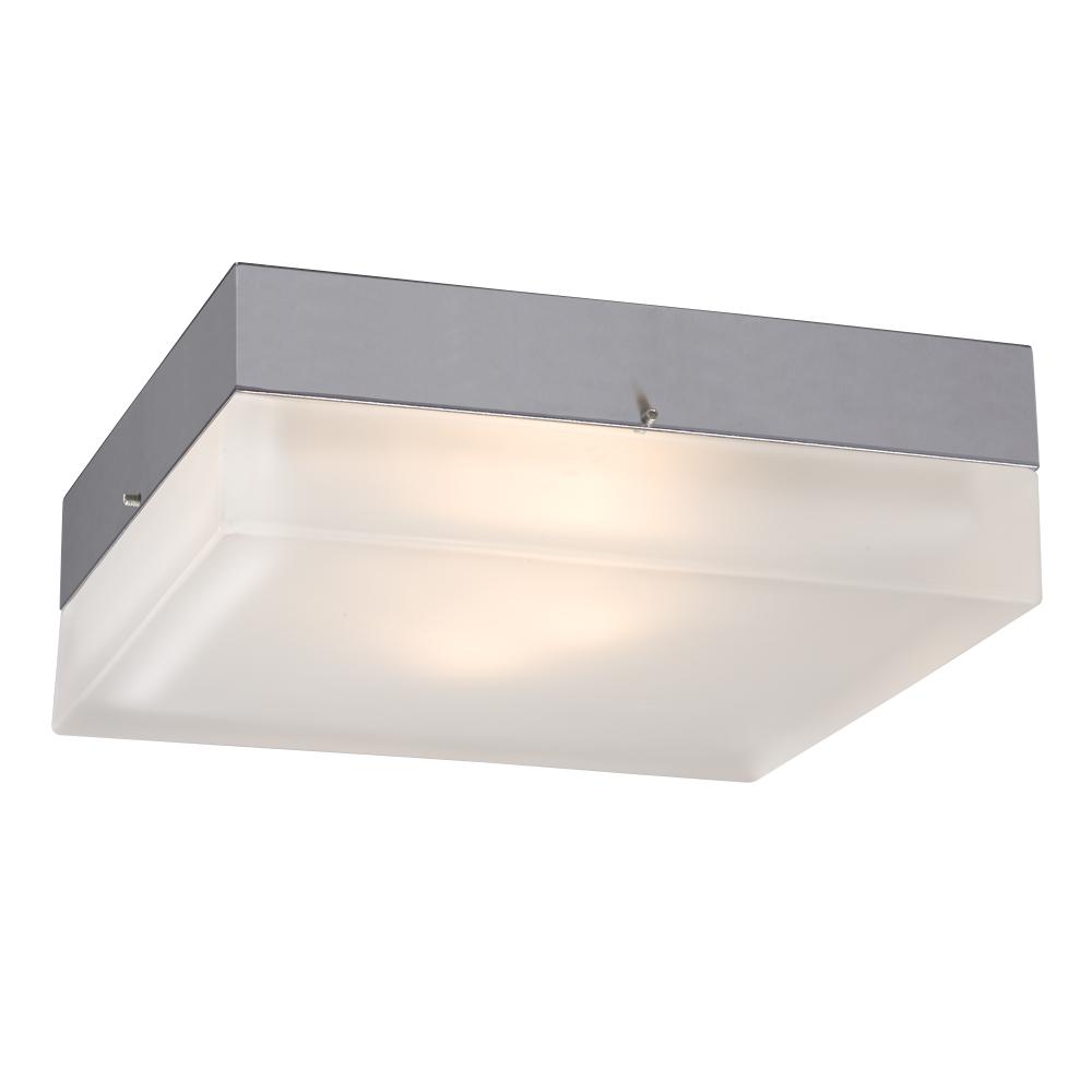 2-Light Square Flush Mount - Chrome with Frosted Glass ( 2 x 40W, G9 )
