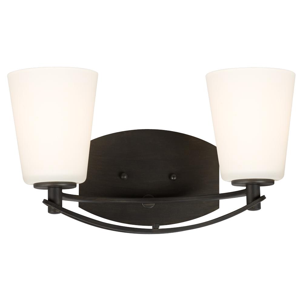 Two Light Vanity - Oil Rubbed Bronze w/ Satin White Glass