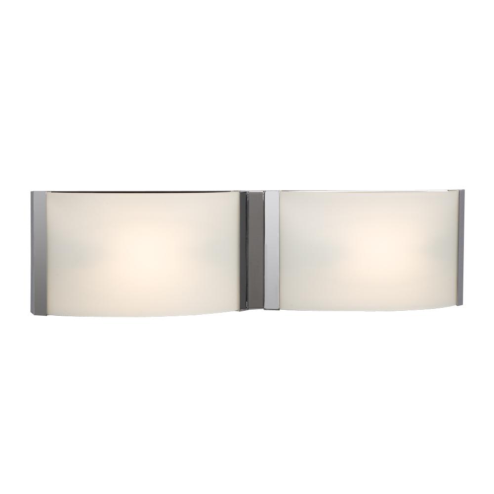 Two Light Vanity - Chrome w/ Satin White Glass