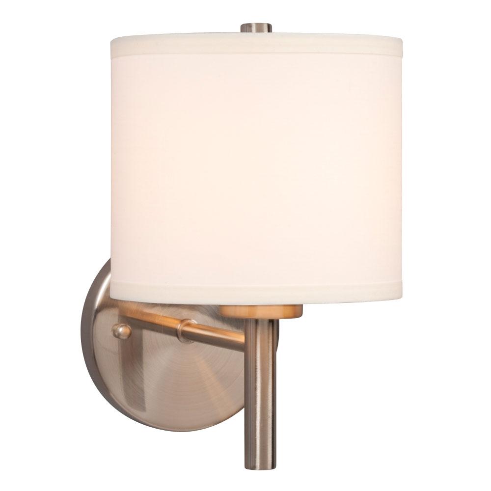 Wall Sconce - in Brushed Nickel finish with Off-White Linen Shade