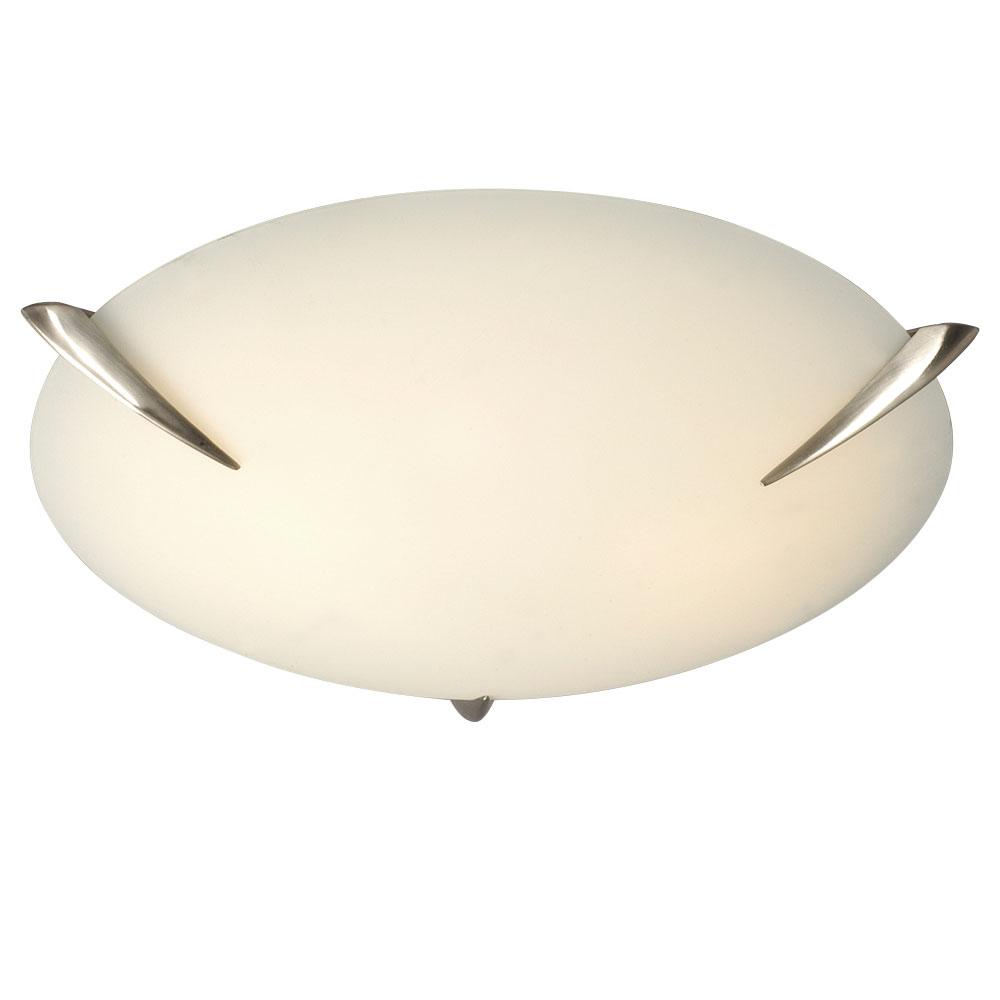 Flush Mount Ceiling Light - in Brushed Nickel finish with Satin White Glass