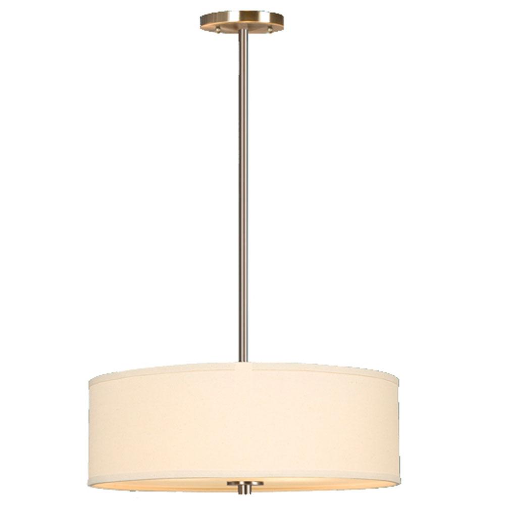 Pendant - in Brushed Nickel finish with Off-White Linen Shade, includes 6", 12" & 18" Ex