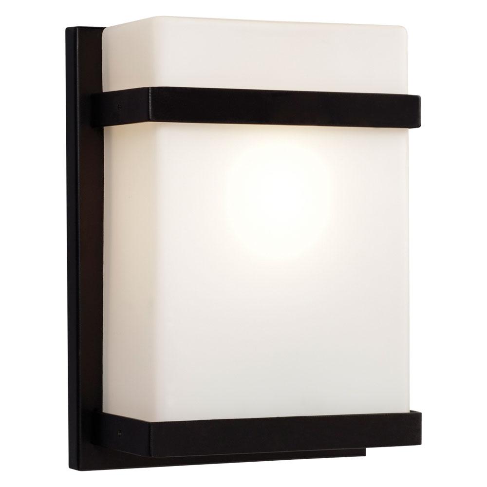 LED Wall Sconce - in Black finish with Satin White Glass (Suitable for Indoor or Outdoor Use)